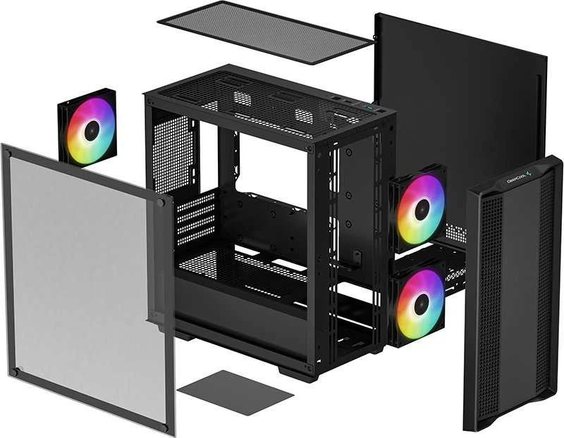 Korpusas Deepcool Micro-ATX CASE CC360 Juodas, Mini-ITX / Micro-ATX, 4, 1x USB3.0, 1x USB2.0, 1x Audio, ABS+SPCC+Tempered Glass, 1×120mm
