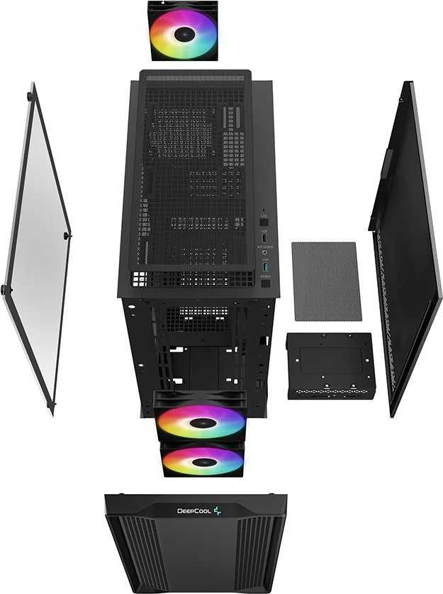 Korpusas Deepcool Micro-ATX CASE CC360 Juodas, Mini-ITX / Micro-ATX, 4, 1x USB3.0, 1x USB2.0, 1x Audio, ABS+SPCC+Tempered Glass, 1×120mm