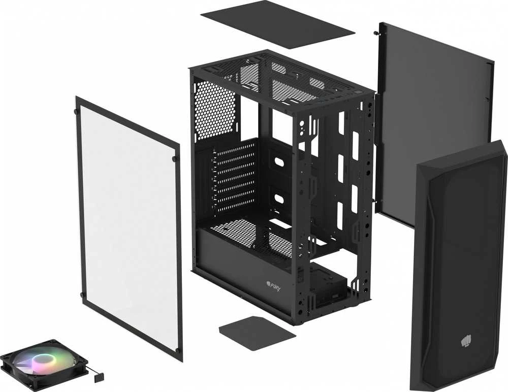 Kompiuterio Korpusas - FURY Shobo SH4 RGB Midi Tower Juodas