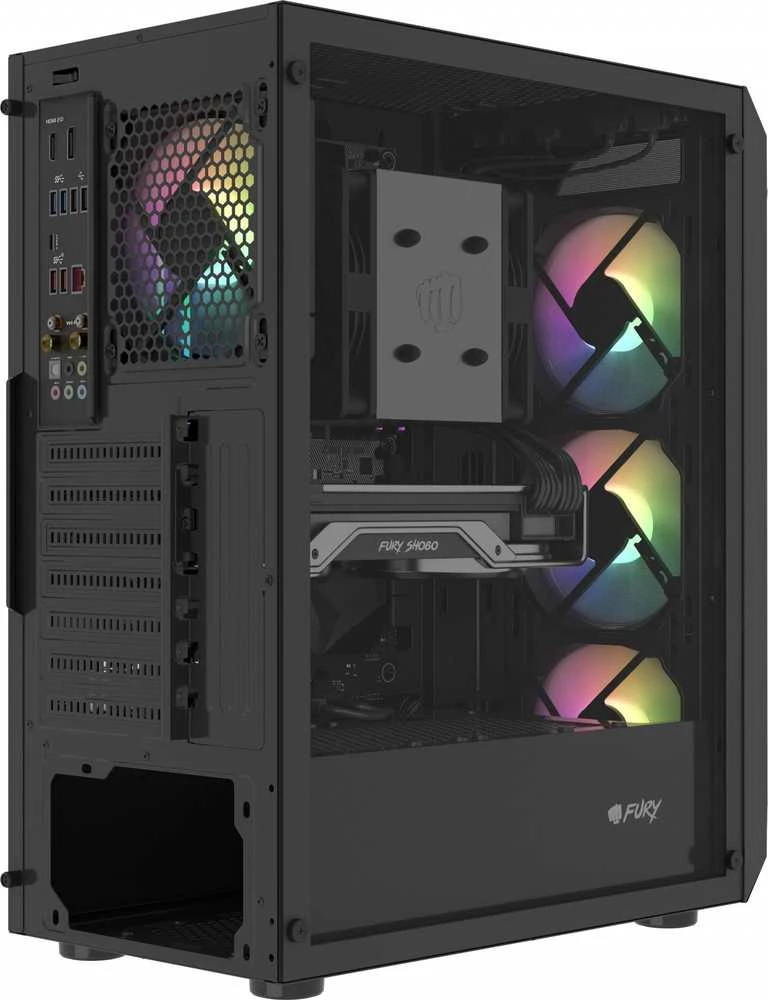„Fury“ kompiuterio korpusas | SHOBO SH4F RGB | Juodas | Midi bokštas