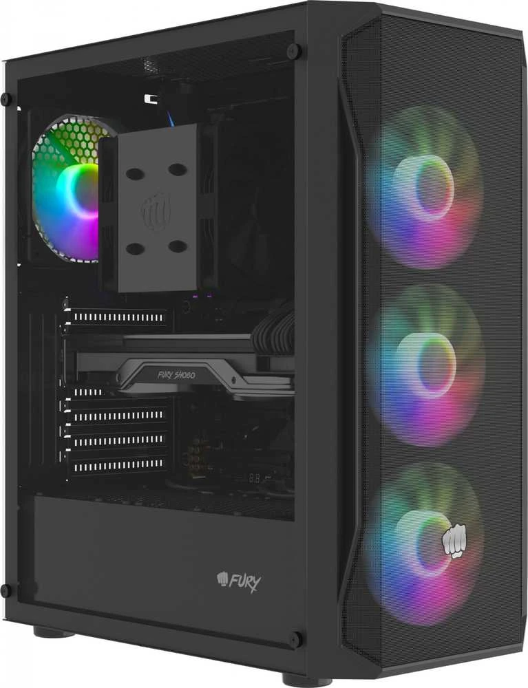 „Fury“ kompiuterio korpusas | SHOBO SH4F RGB | Juodas | Midi bokštas