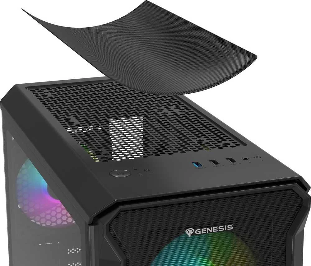 GENESIS IRID 503 ARGB Pc case, Micro tower, 2xUSB 2.0, 2x Jack, 1xUSB 3.0, Juodas | Genesis | IRID 503 ARGB | Juodas | ATX