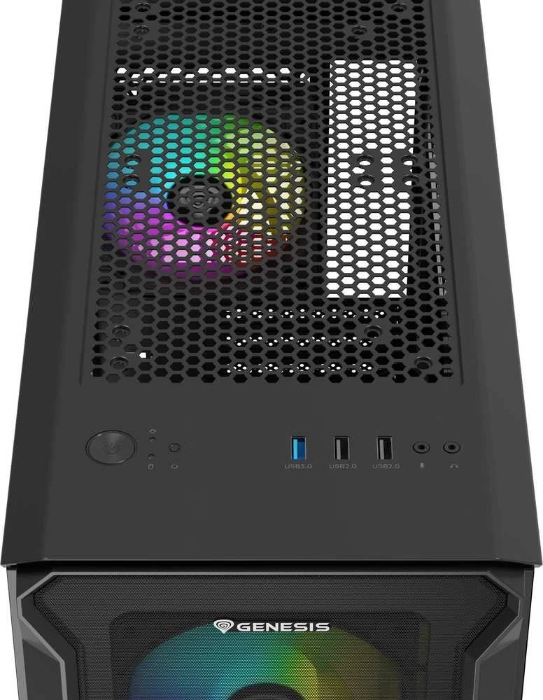 GENESIS IRID 503 ARGB Pc case, Micro tower, 2xUSB 2.0, 2x Jack, 1xUSB 3.0, Juodas | Genesis | IRID 503 ARGB | Juodas | ATX