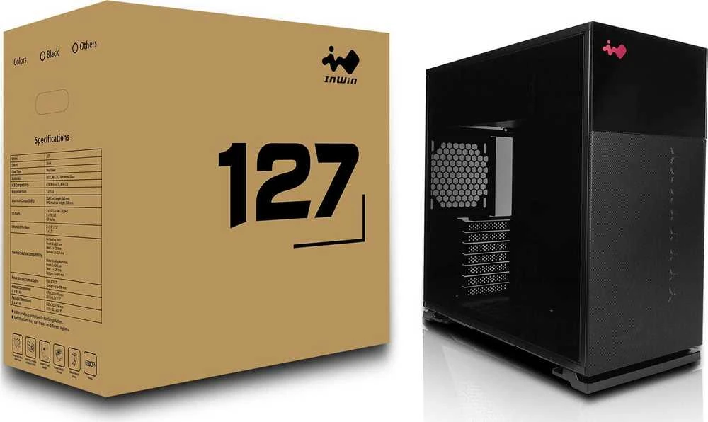 In Win InWin 127 Midi-Tower Tempered Glass – juodos spalvos