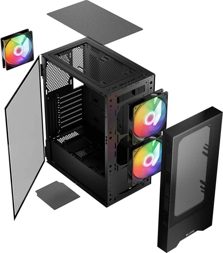 Kompiuterio Korpusas - Logic ARYA ARGB Minidi USB 3.0 Juodas