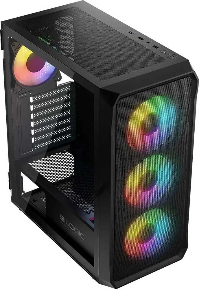 Kompiuterio Korpusas - Logic PORTOS ARGB Midi Tower, Juodas