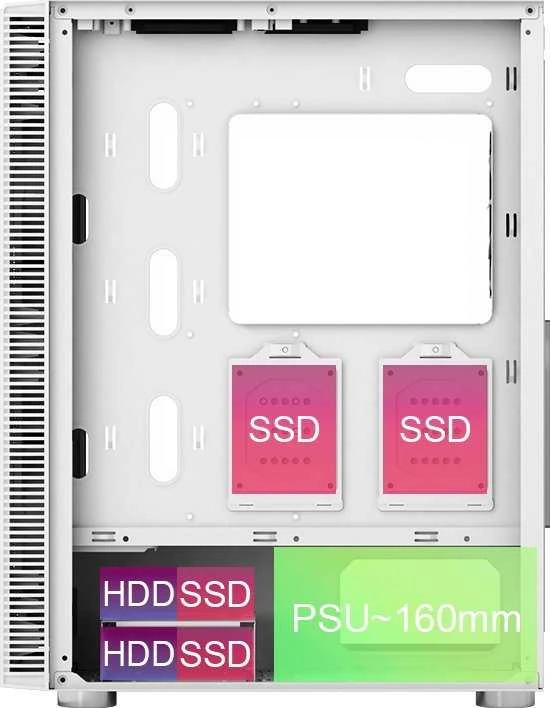 „Montech X3 Glass Midi-Tower“, RGB, grūdintas stiklas – baltos spalvos