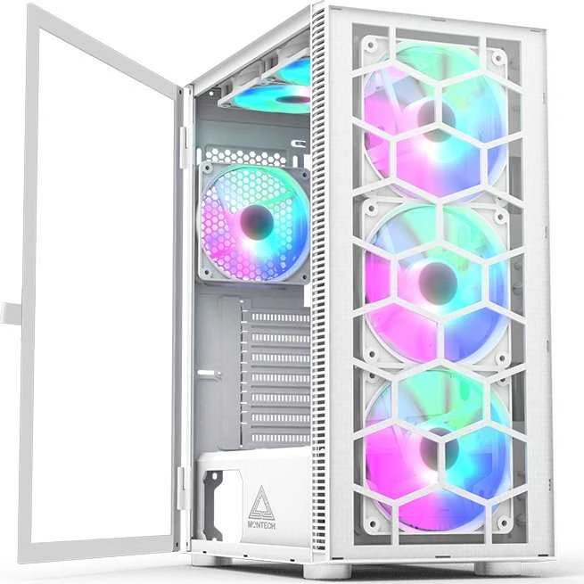 „Montech X3 Glass Midi-Tower“, RGB, grūdintas stiklas – baltos spalvos