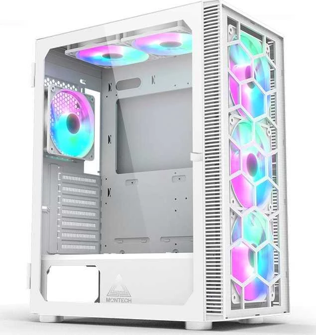 „Montech X3 Glass Midi-Tower“, RGB, grūdintas stiklas – baltos spalvos