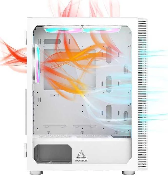„Montech X3 Glass Midi-Tower“, RGB, grūdintas stiklas – baltos spalvos