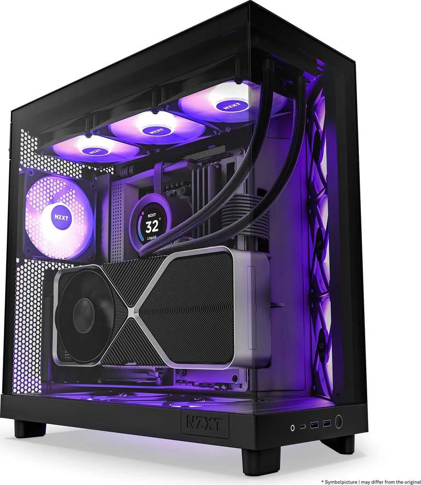 Kompiuterio korpusas NZXT H6 FLOW RGB MIDI BOKŠTAS SU LANGU, Juodas