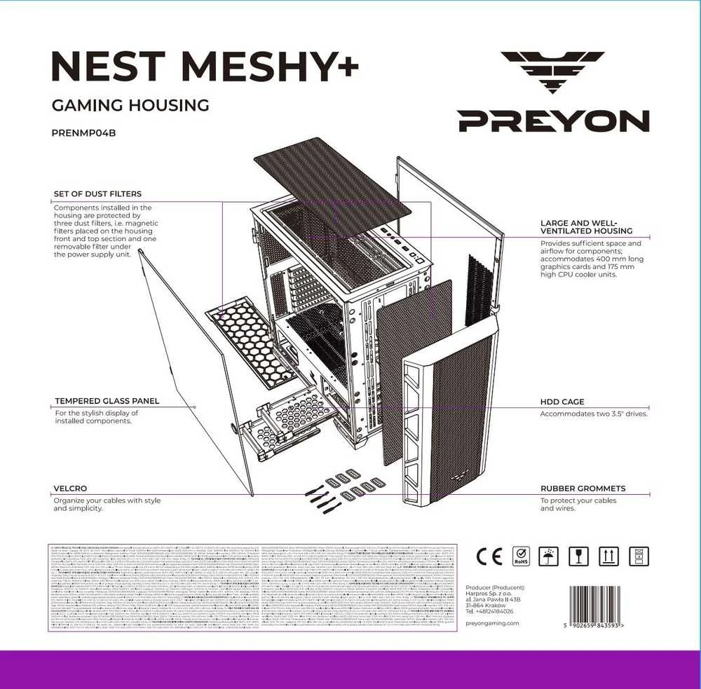„PREYON Nest Meshy+“ korpusas (PRENMP04B)