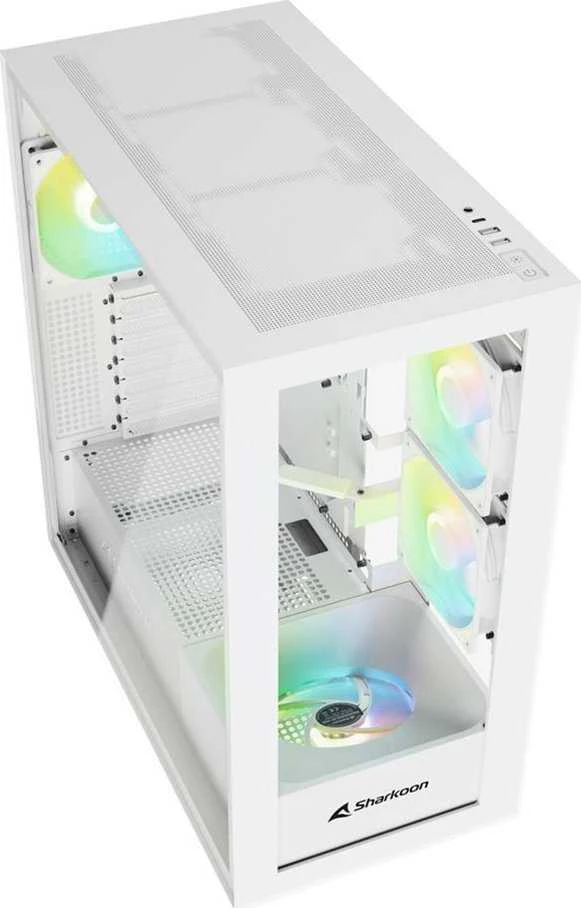 Sharkoon Rebel C60 RGB, Tower tipo korpusas - baltas, grūdintas stiklas
