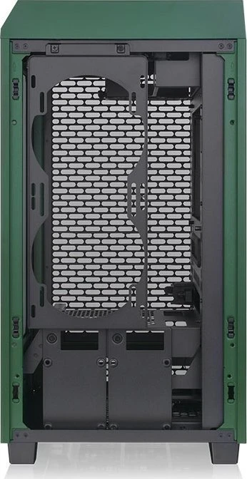 „Thermaltake The Tower 200“, bokšto tipo korpusas – tamsiai žalias, grūdintas stiklas