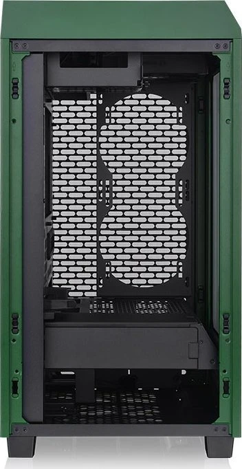 „Thermaltake The Tower 200“, bokšto tipo korpusas – tamsiai žalias, grūdintas stiklas
