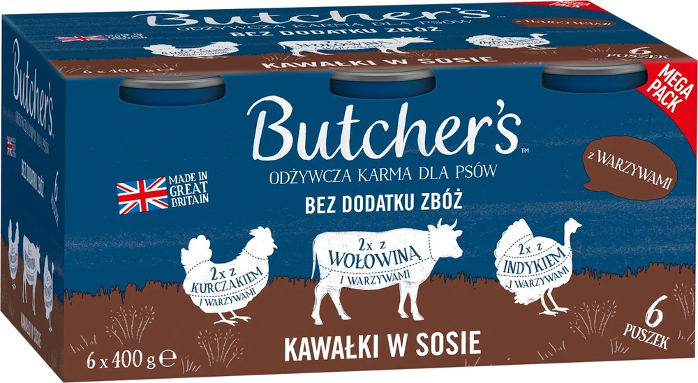 Šunų Maistas - Butcher's Original Mega Pack Mišinys Su Daržovėmis 6 x 400g