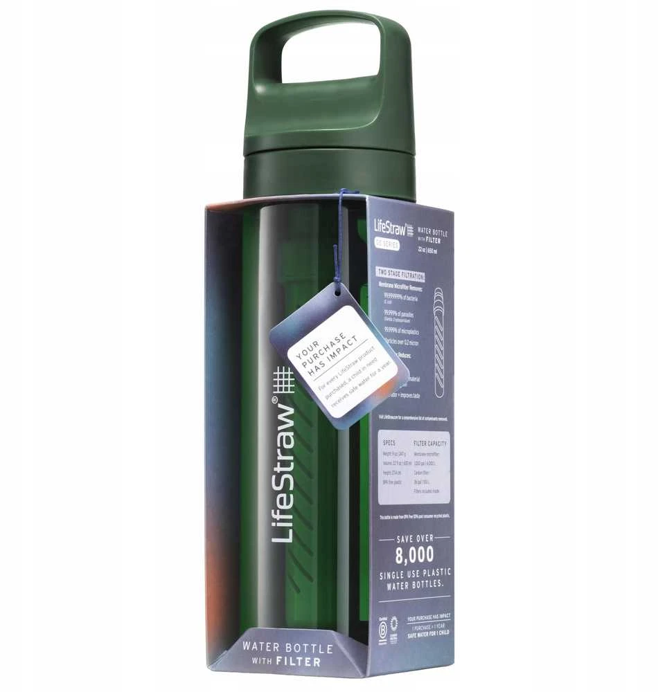 Gertuvė Life Straw LifeStraw GO Series 650 ml terrace žalias