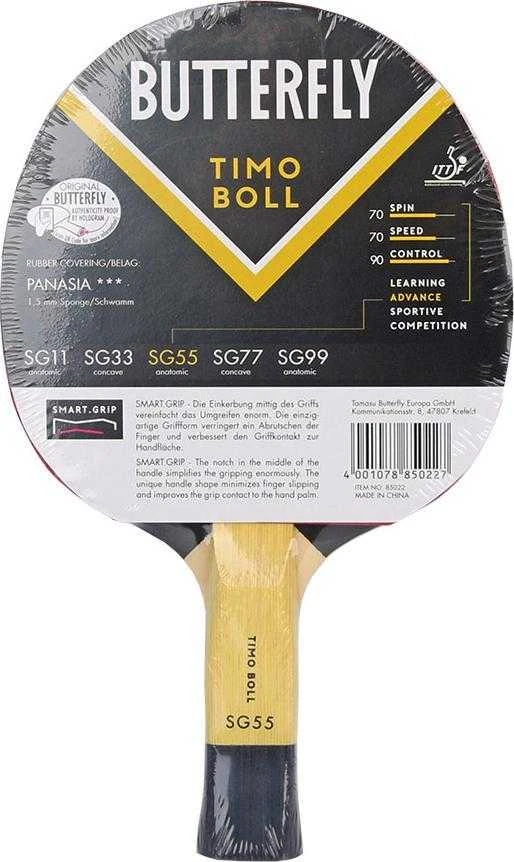 Butterfly Drugeliai Timo Boll SG55 85022 Stalo Teniso Raketė