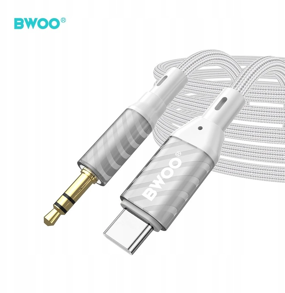 Audio adapteris Bwoo (AUX074) iš USB-C į 3,5mm 1m sidabrinis