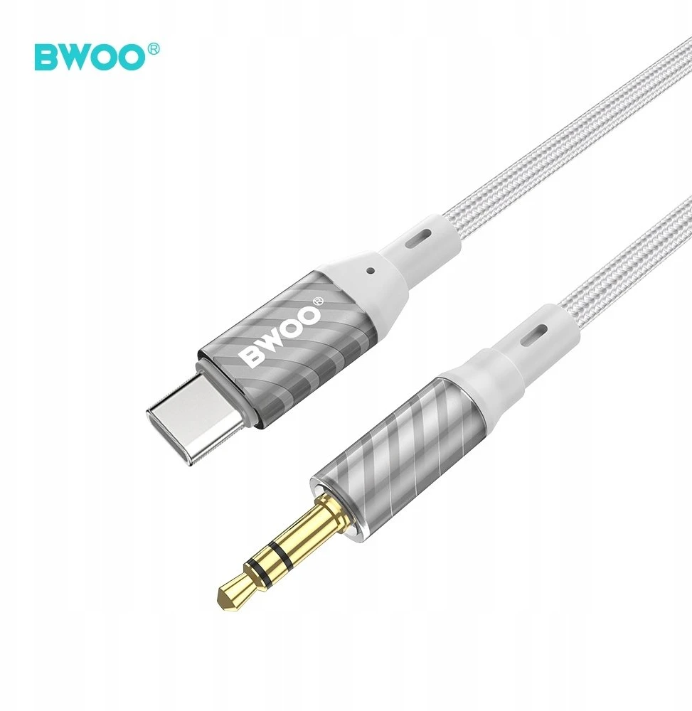 Audio adapteris Bwoo (AUX074) iš USB-C į 3,5mm 1m sidabrinis