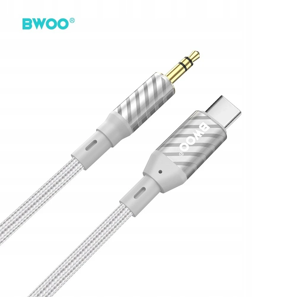 Audio adapteris Bwoo (AUX074) iš USB-C į 3,5mm 1m sidabrinis