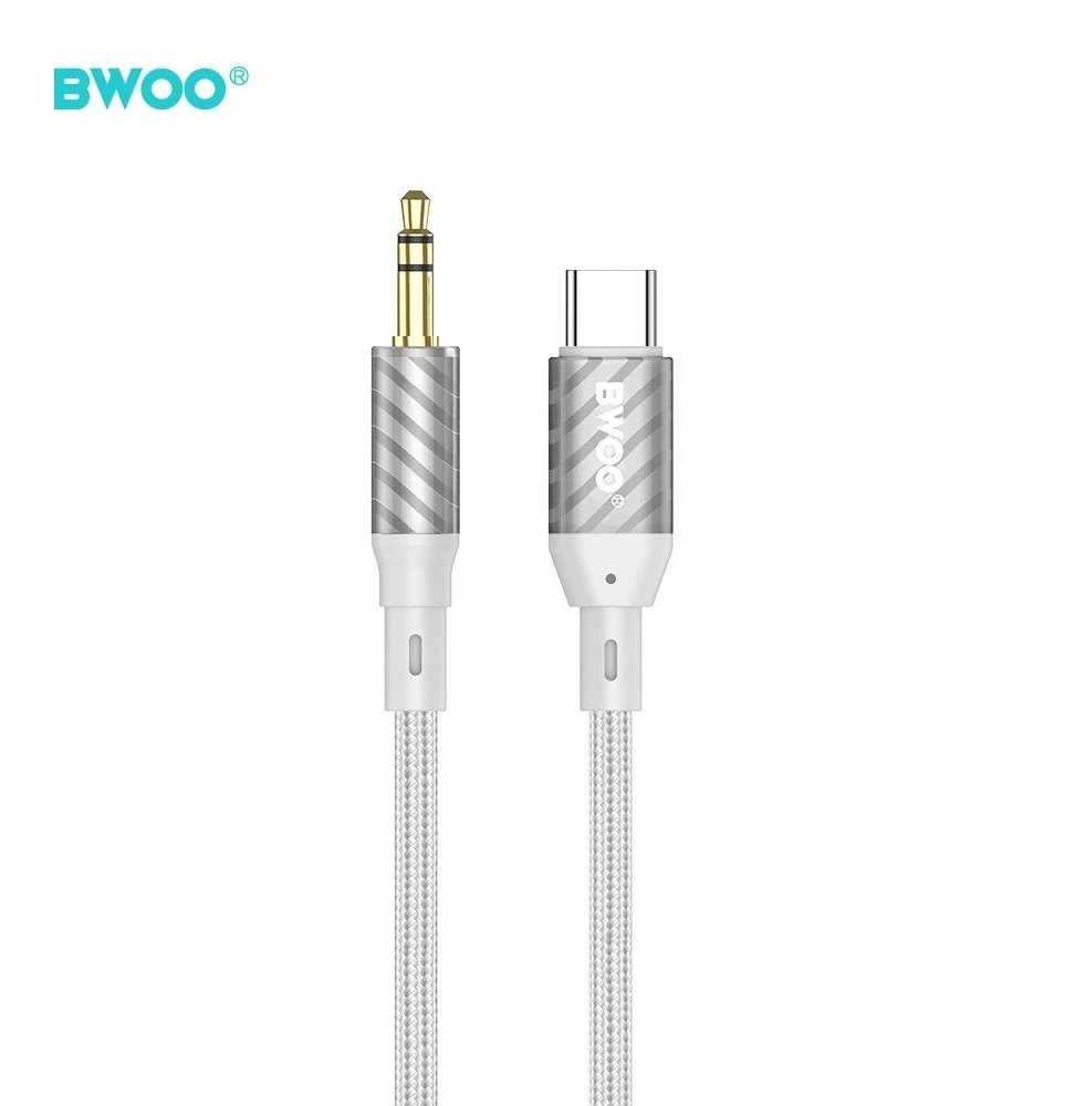 Audio adapteris Bwoo (AUX074) iš USB-C į 3,5mm 1m sidabrinis