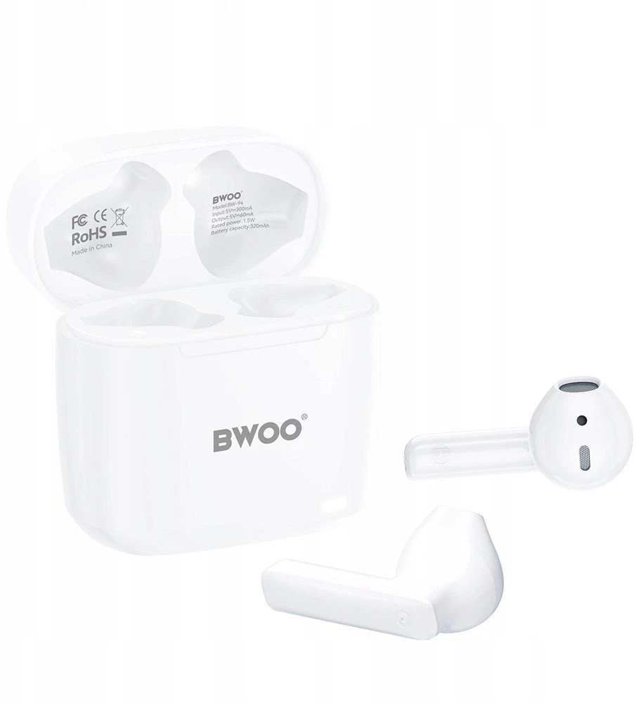 BWOO belaidės TWS ausinės BW94-WH baltos spalvos