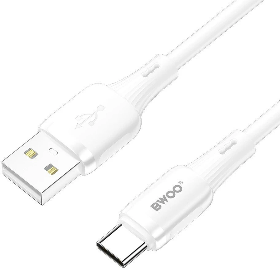 BWOO 3A silikoninis laidas X329C USB – USB-C 1m baltas