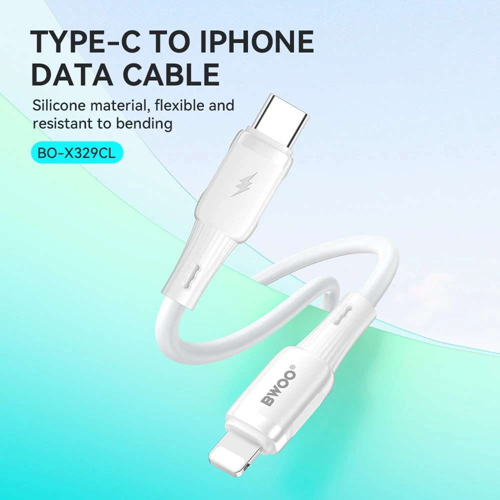 USB kabelis Bwoo (X329CL) „USB-C (Type-C) - Lightning“ (27W) 1m baltas
