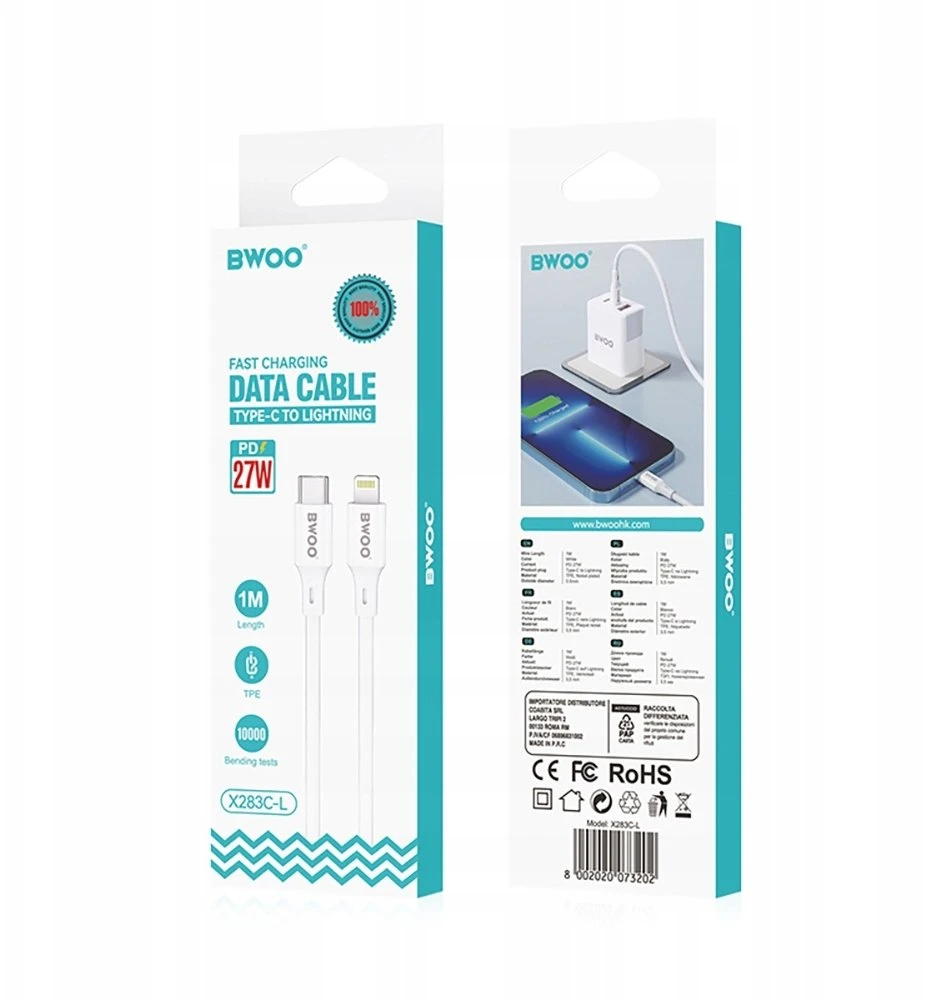 BWOO 27W kabelis X283 C-L USB-C į "Lightning" ABS korpusas + TPE