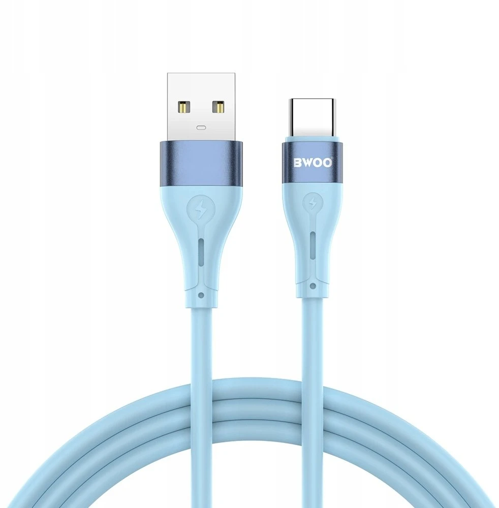 BWOO Minimalistinis silikoninis 3A kabelis X280C iš USB-A į USB-C mėlynos spalvos