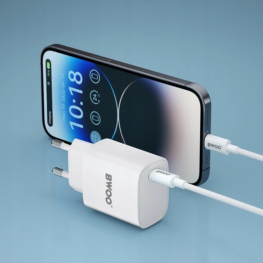 BWOO 20 W sieninis įkroviklis CDA159 su kabeliu iš USB-C į Lightning