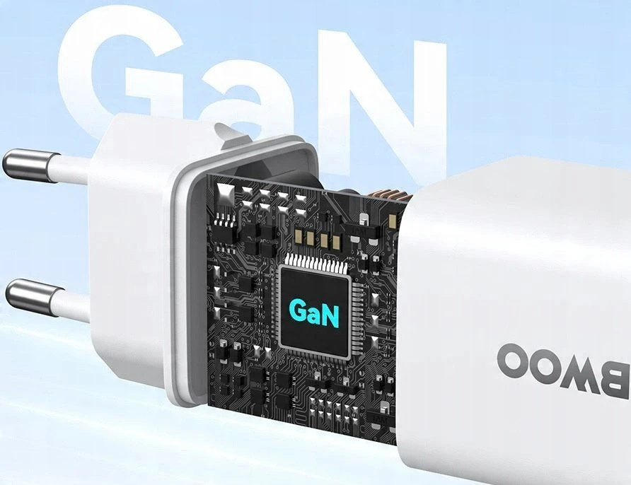 BWOO GaN PD sieninis įkroviklis 1x USB-C prievadas 1A 30W, baltas
