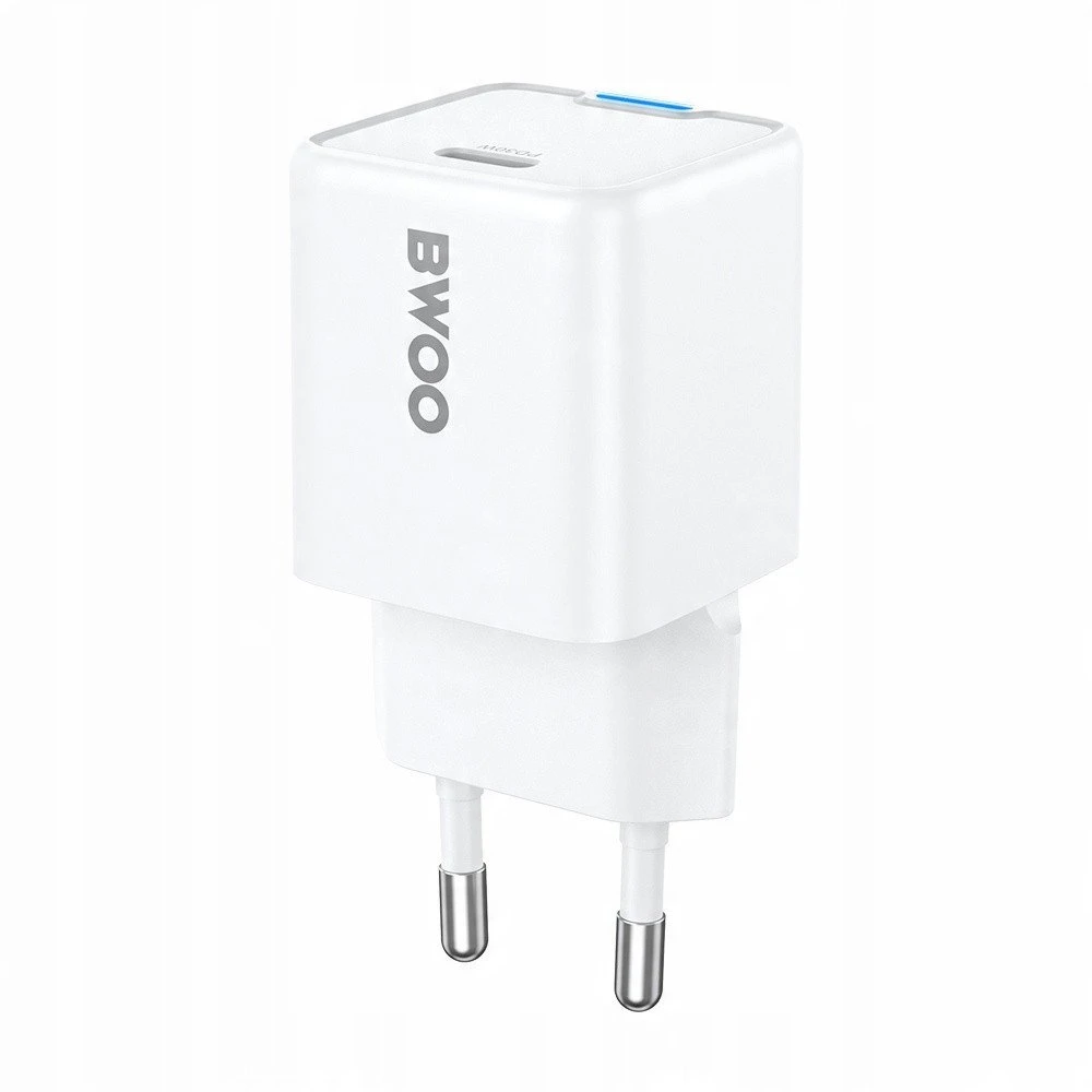 BWOO GaN PD sieninis įkroviklis 1x USB-C prievadas 1A 30W, baltas