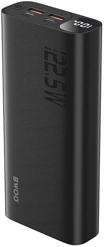 BWOO išorinė baterija 22,5 W, 20000 mAh su LCD ekranu, juoda