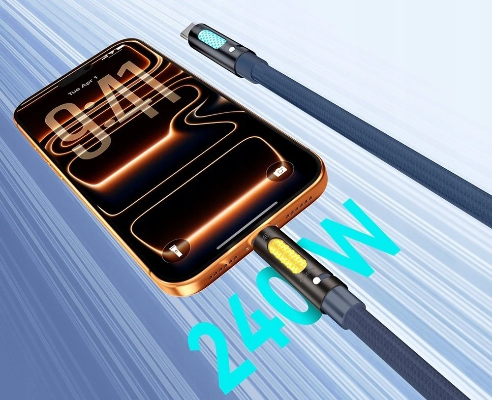 Kabelis USB BWOO X325C-C zapachowy kabelis USB-C - USB-C 240W juoda
