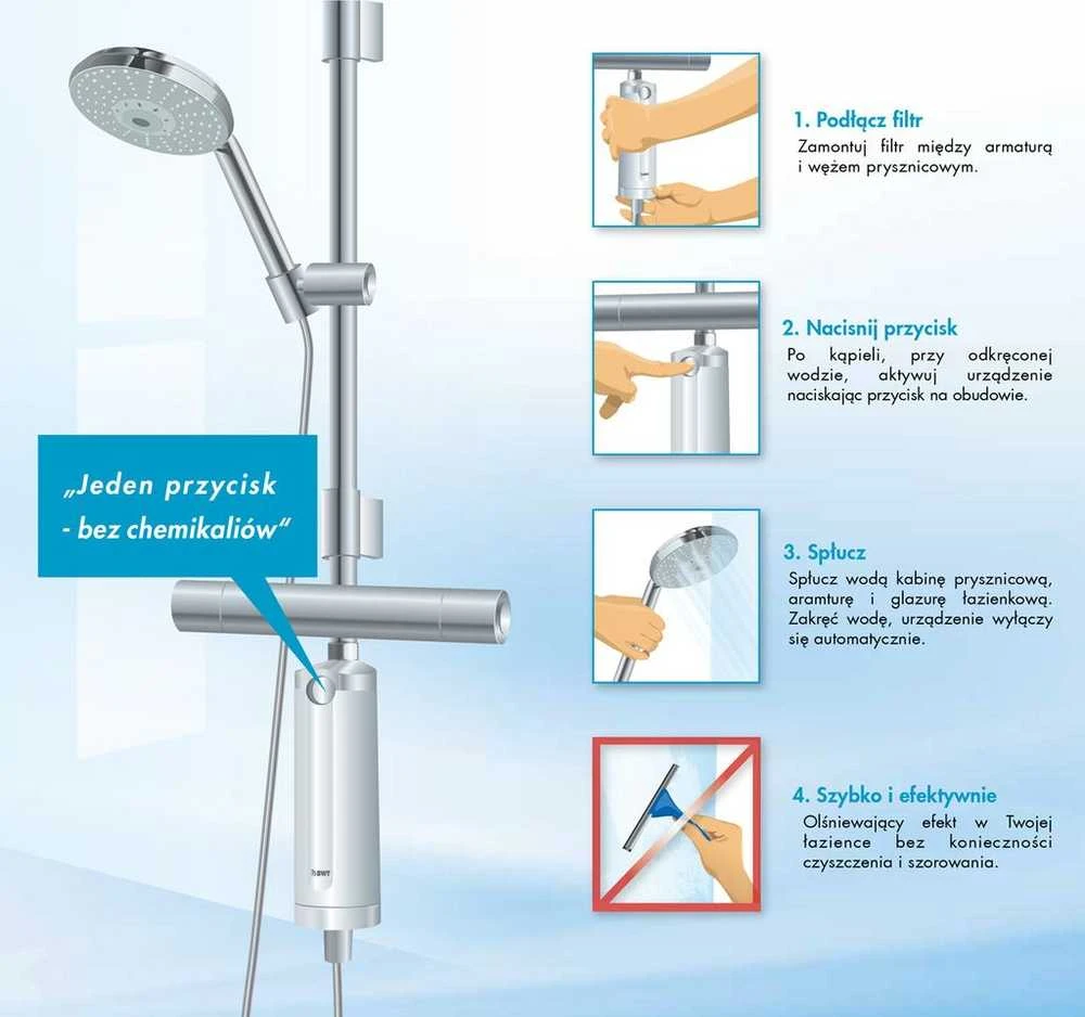 BWT Quick and Clean nukalkinimo filtrų sistema dušo kabinų maišytuvams 812916P