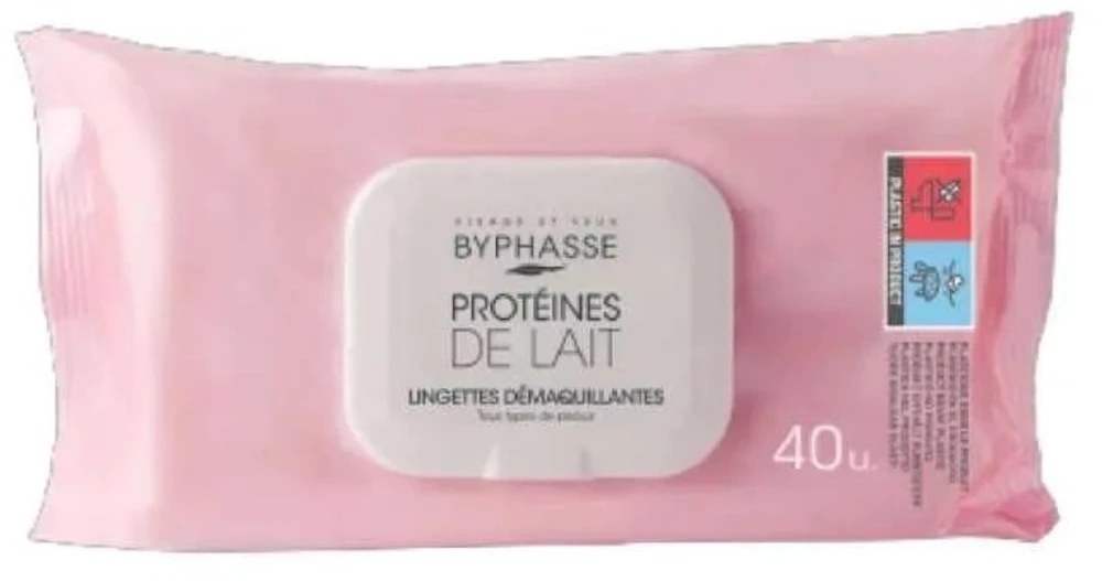 BYPHASSE PROTEINES drėgnos servetėlės veido ir akių makiažui valyti (40 vnt.)