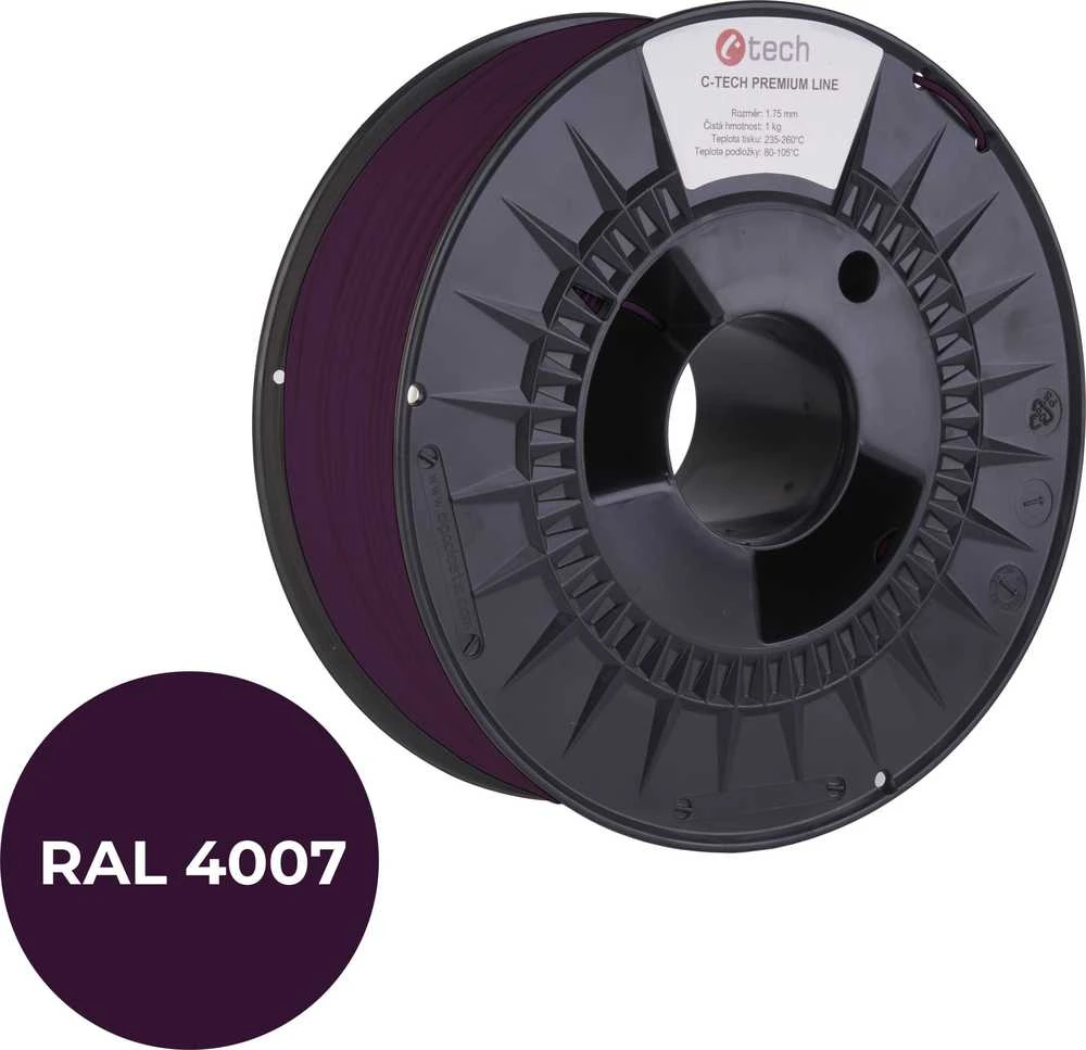 Filament 3D C-TECH PREMIUM LINE PLA RAL4007 1,75mm 1kg Violetinė violet