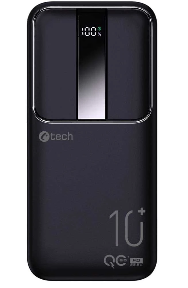 C-tech Powerbank 10000mAh, Li-Pol, 22,5W, USB-C/USB-A/micro USB