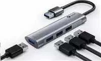 C-Tech USB HUB C-TECH UHB-U3-AL, USB šakotuvas, 4x USB 3.2 Gen 1, aliuminio korpusas