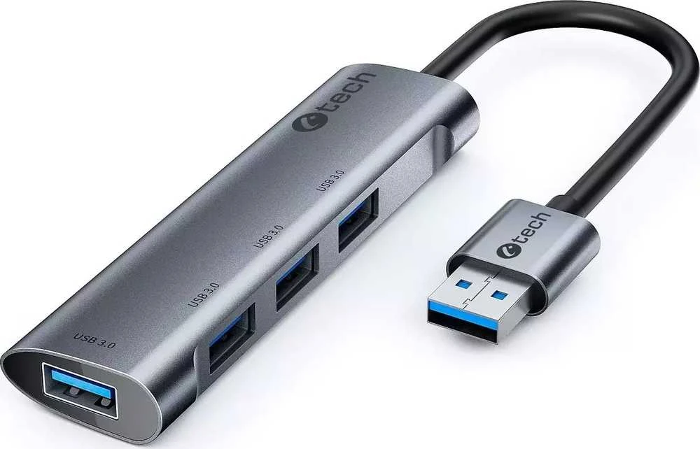 C-Tech USB HUB C-TECH UHB-U3-AL, USB šakotuvas, 4x USB 3.2 Gen 1, aliuminio korpusas