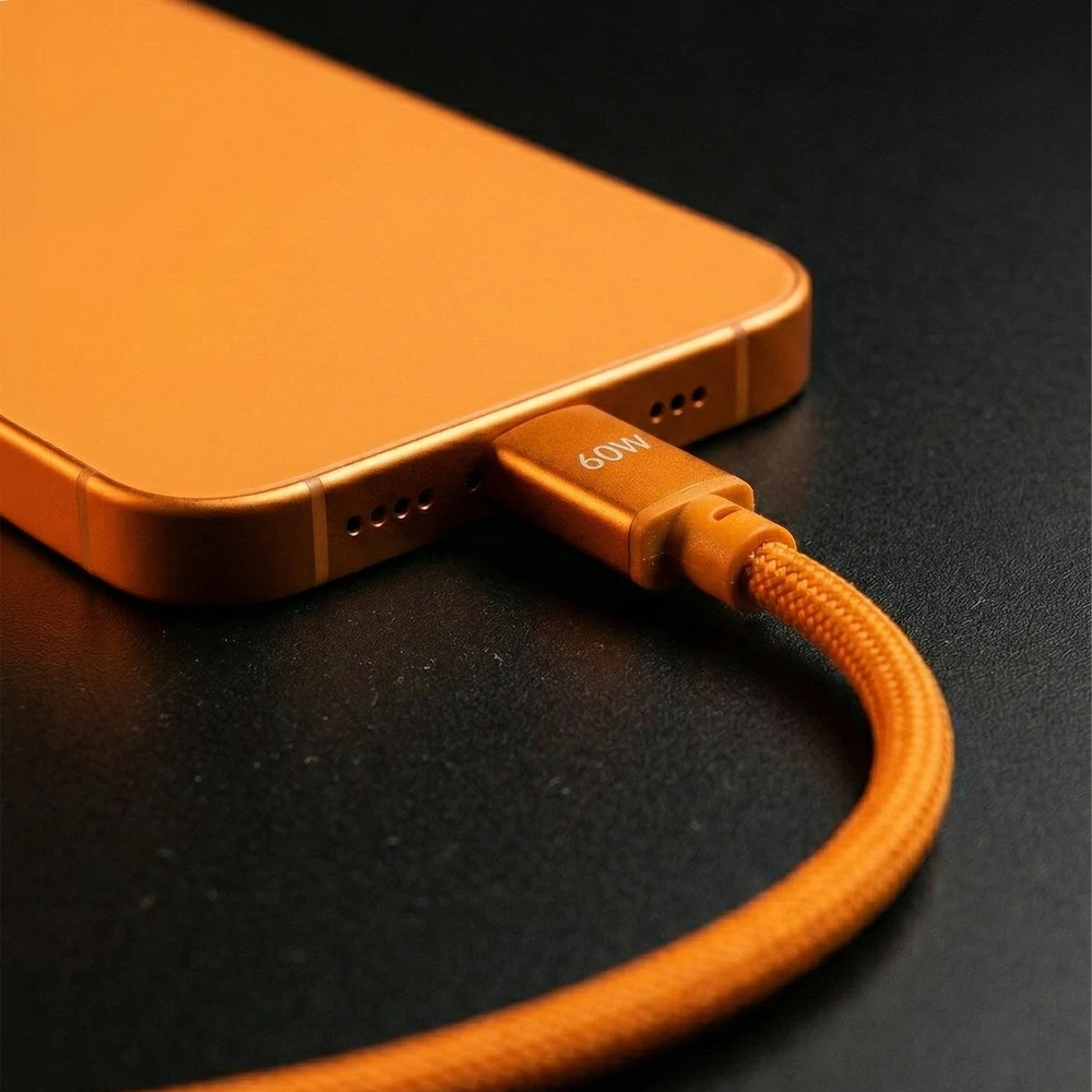 Forever Saffron USB-C – USB-C laidas 1,0 m 60W oranžinis