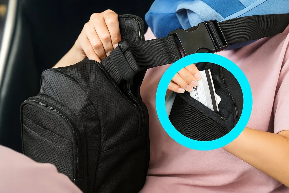 Cabeau On-The-Go Sling Pack – kelioninė rankinė/peties krepšys su RFID apsauga