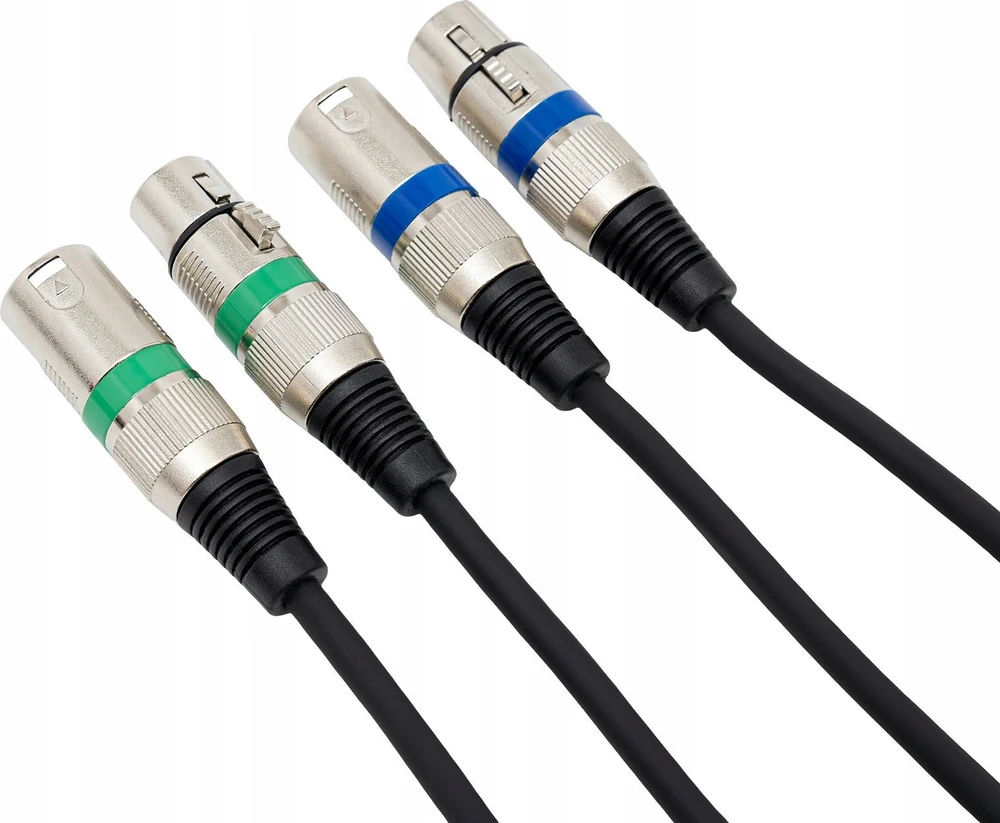 DMX kabelių XLR jungtys su spalvota žyme