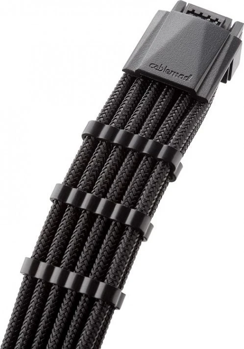 „CableMod C-Series Pro ModMesh 12V-2®“ 6 kontaktų kabelis, su apvalkalu, 16 kontaktų į 3 x 8 kontaktų, skirtas „Corsair Type 4“ ir „3“ maitinimo šaltiniams – juodos spalvos, 60 cm