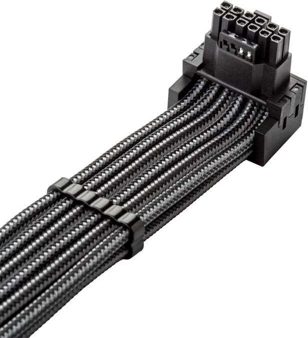 „CableMod C-Series Pro“ tiltelinis jungiamasis kabelis – A variantas, 90°, 16 kontaktų į 4 kontaktų 8 kontaktų PCIe, anglies pluošto