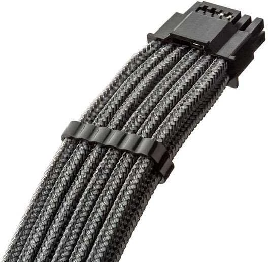 „CableMod C-Series Pro ModMesh 12V-2®“ 6 colių kabelis, 90° jungtis, skirtas „Corsair Type 5 RMx Shift“ maitinimo šaltiniams, anglies pluošto, 65 cm