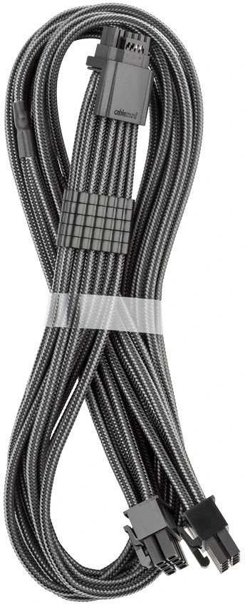 „CableMod C-Series Pro ModMesh 12V“ 2x6 kabelis, su apvalkalu, 16 kontaktų į 2x 8 kontaktus, skirtas „Corsair Type 4“ ir „3“ maitinimo šaltiniams – anglies pluošto, 60 cm