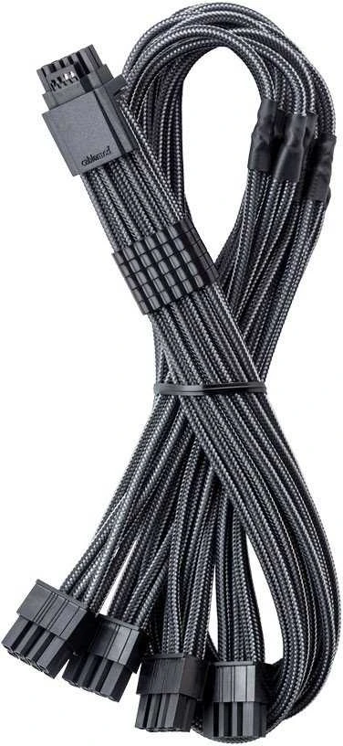 „CableMod C-Series Pro ModMesh 12V-2® 6“ kabelis, su apvalkalu, 16 kontaktų į 4 x 8 kontaktų, skirtas „Corsair Type 4“ ir 3 maitinimo šaltiniams – anglies pluošto, 60 cm